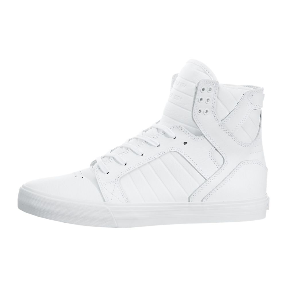 Baskets Montantes Supra SkyTop Blanche White/White-Red Homme | YUU-59398280